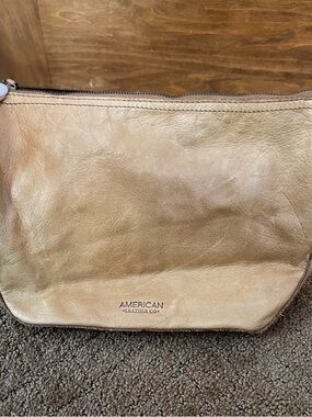 American Leather Co. Tan Leather Crossbody Bag with silver accents